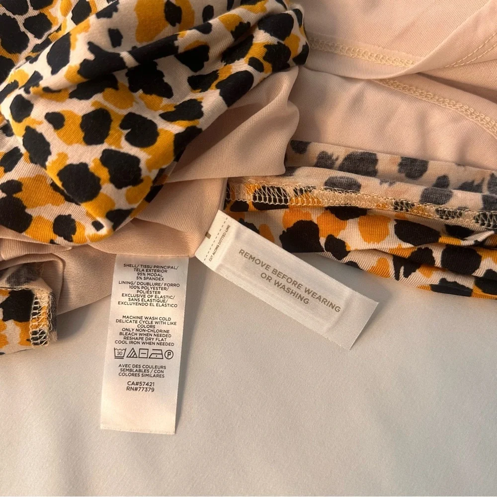 Ann Taylor Leopard Mock Turtleneck Long Sleeve Swing Dress XS extra small Petite - Picture 8 of 9